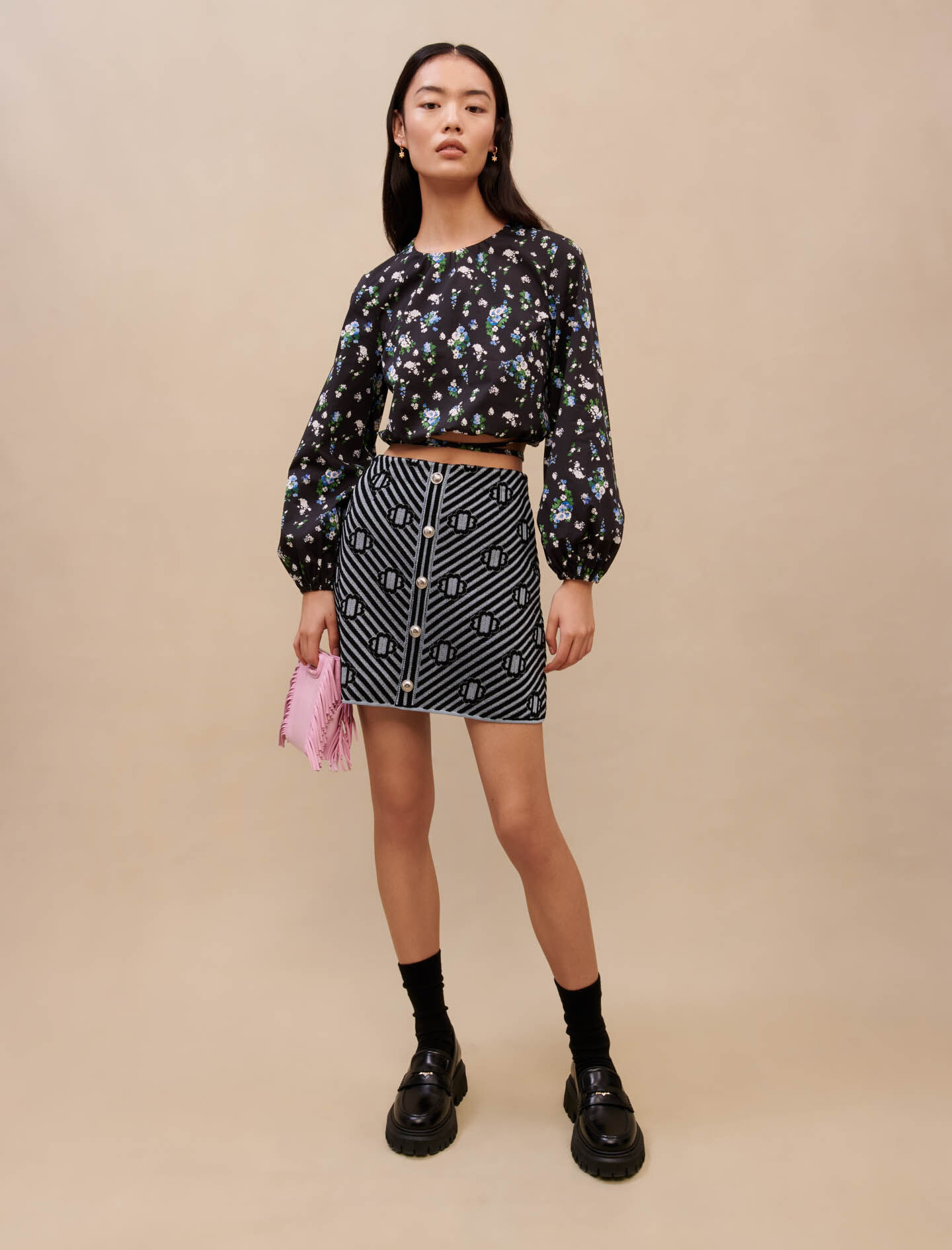 Animal print jacquard skirt shop