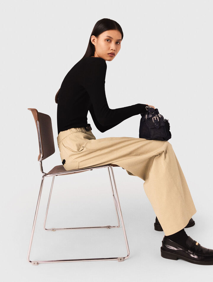 Wide-leg cotton pants 