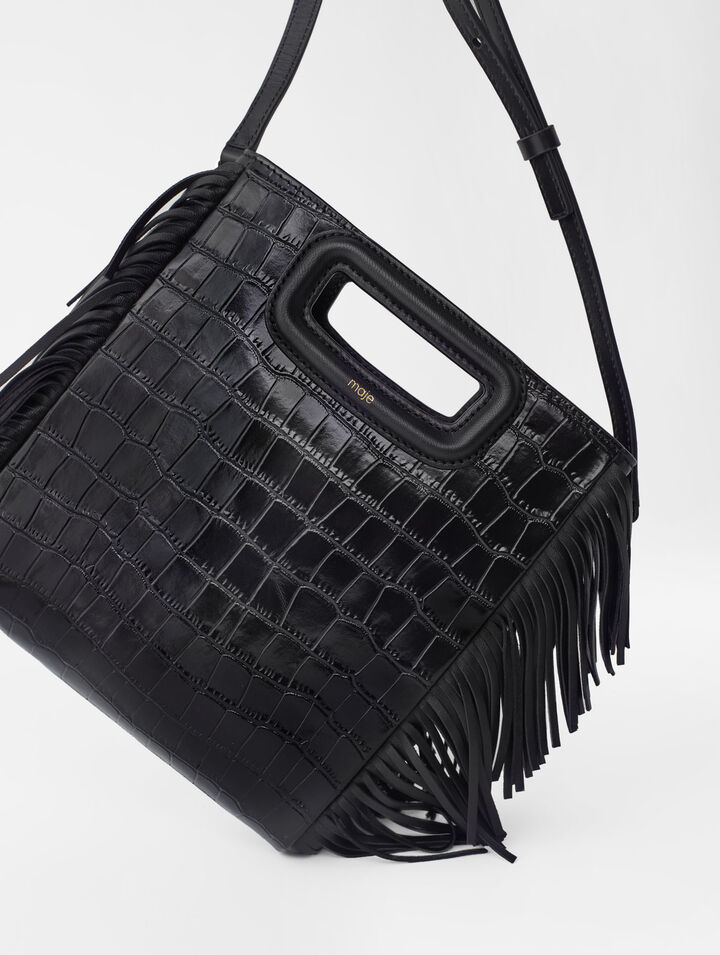 Sac M en cuir effet croco
