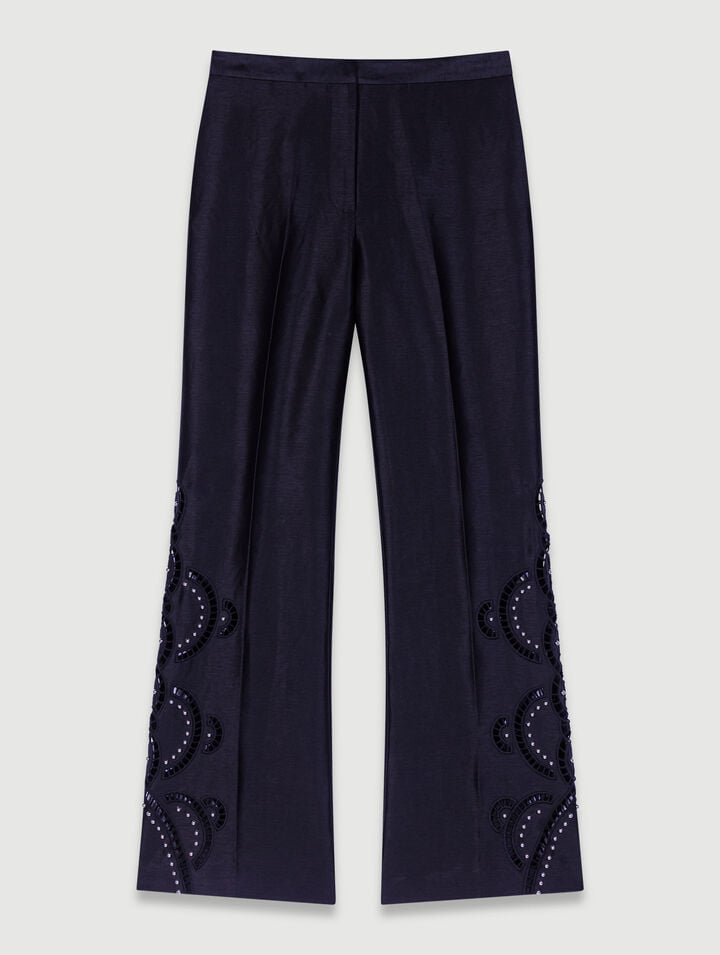 Pantalon évasé ajouré