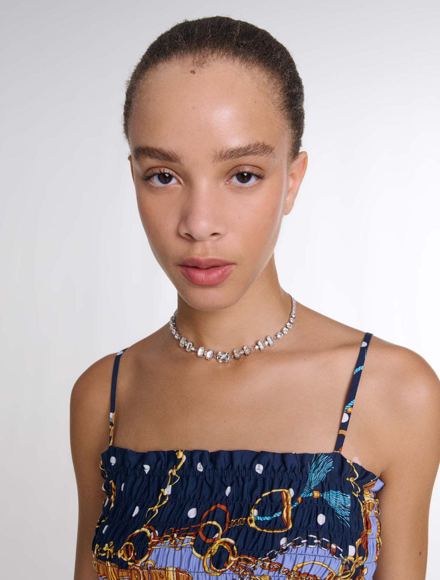 Crop top smocké imprimé