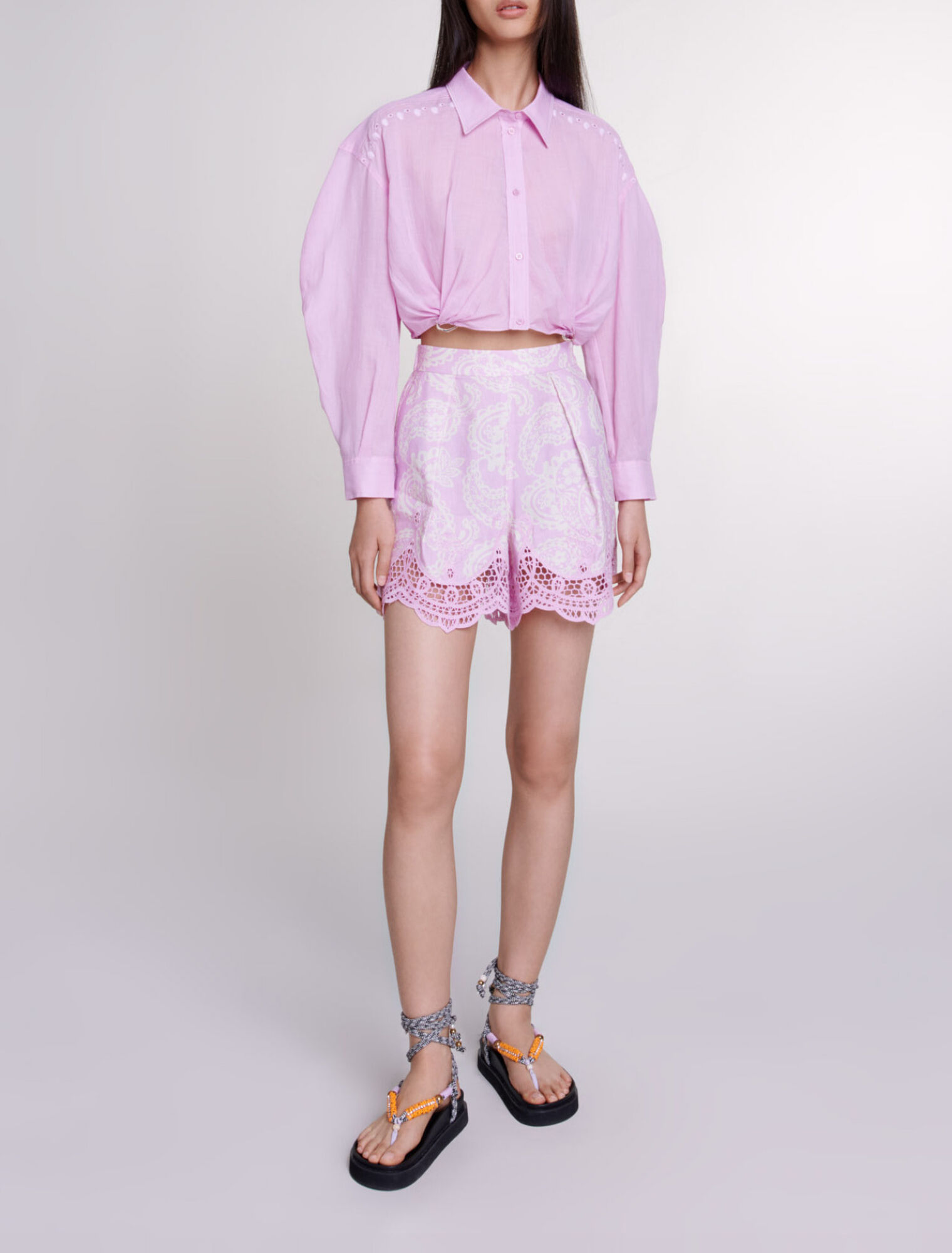 Ramie cropped shirt