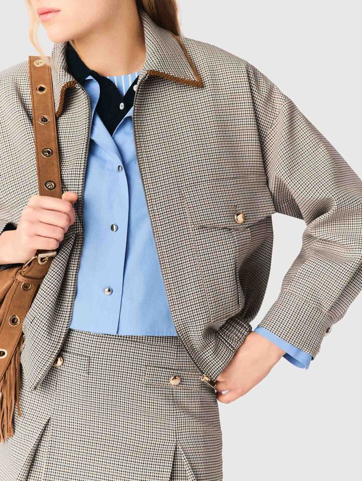 Blouson bomber &agrave; carreaux