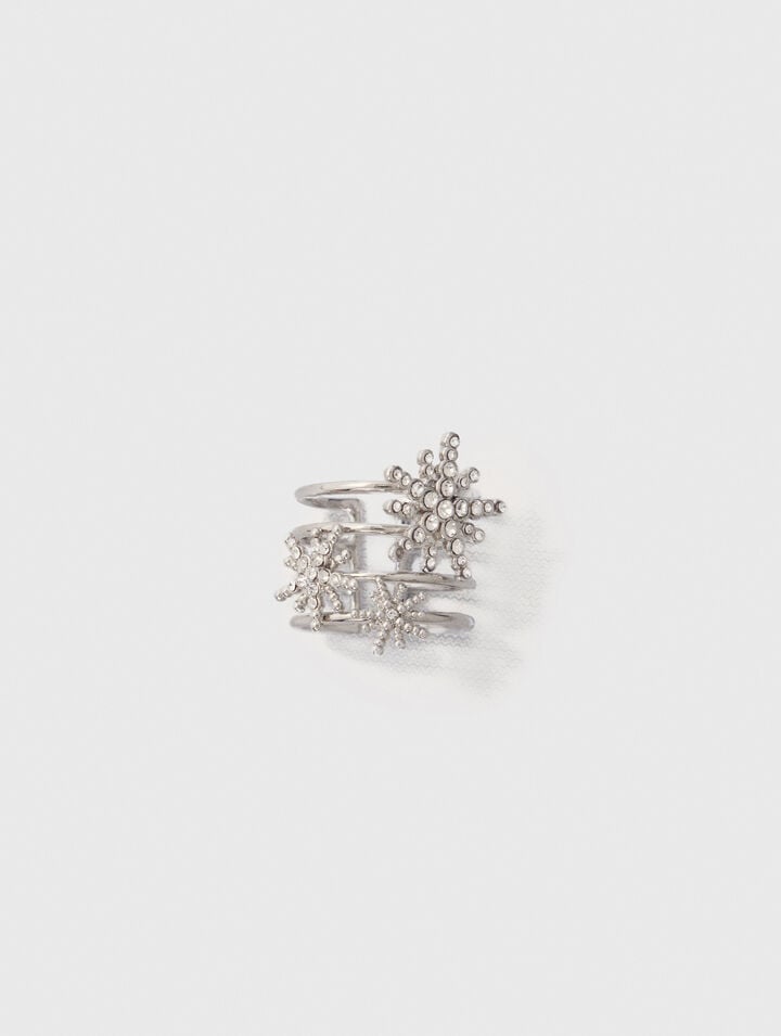 Bague anneaux à étoiles strassées