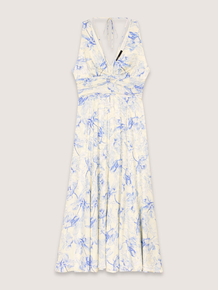 Patterned maxi dress with lacing