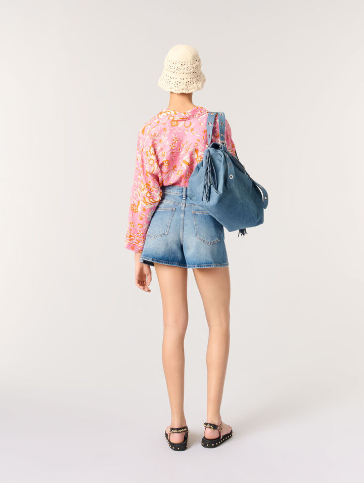 Short en denim et galons tressés