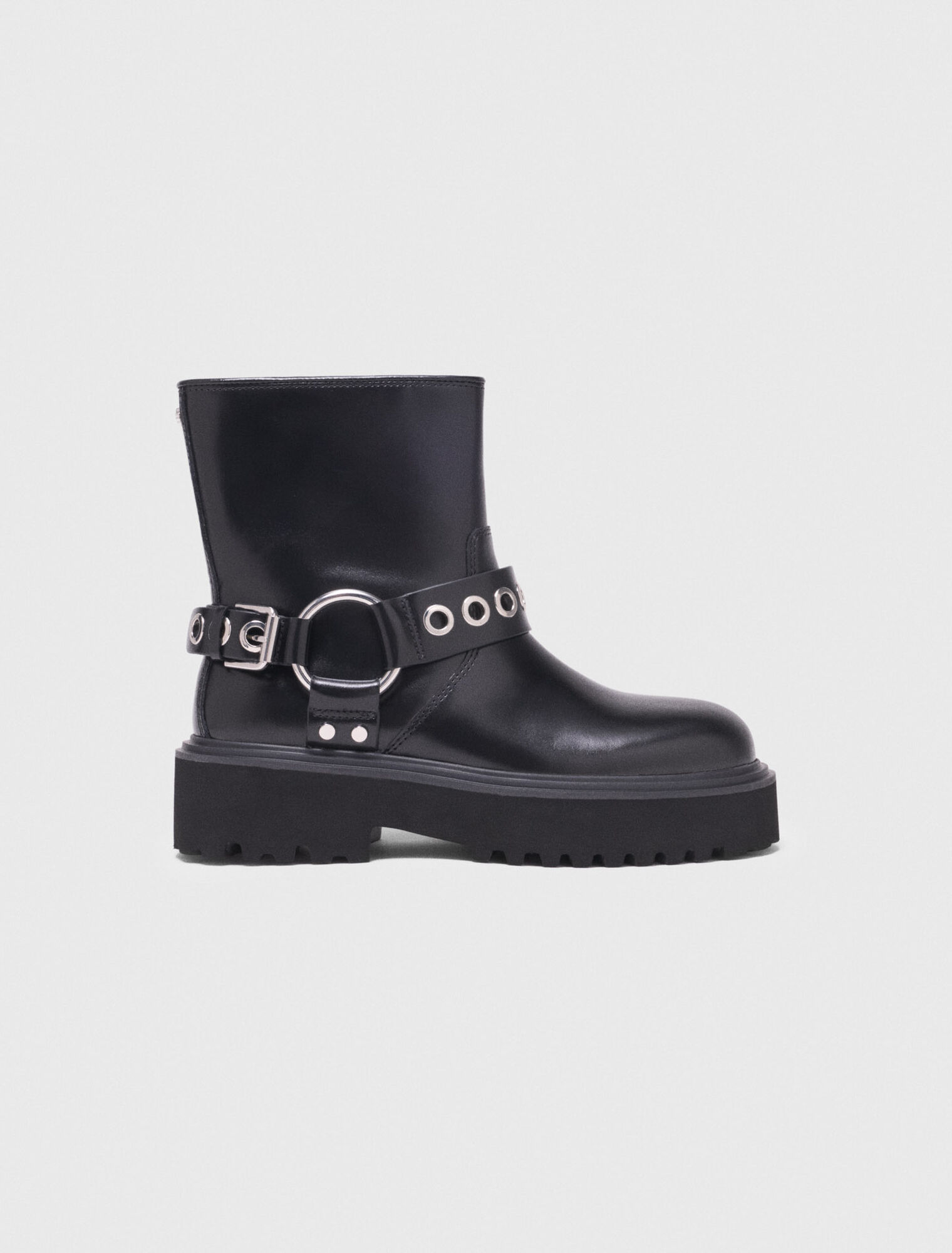 Bottine biker en cuir