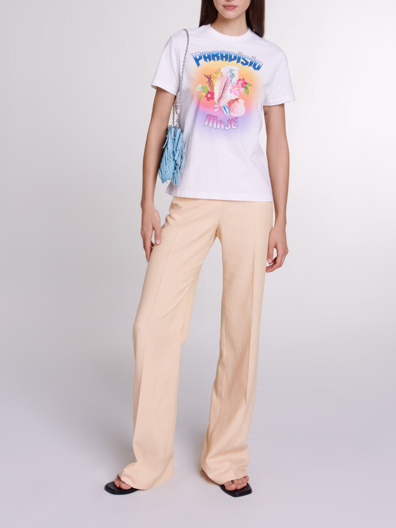 Paradisio printed t-shirt White For Women | Maje