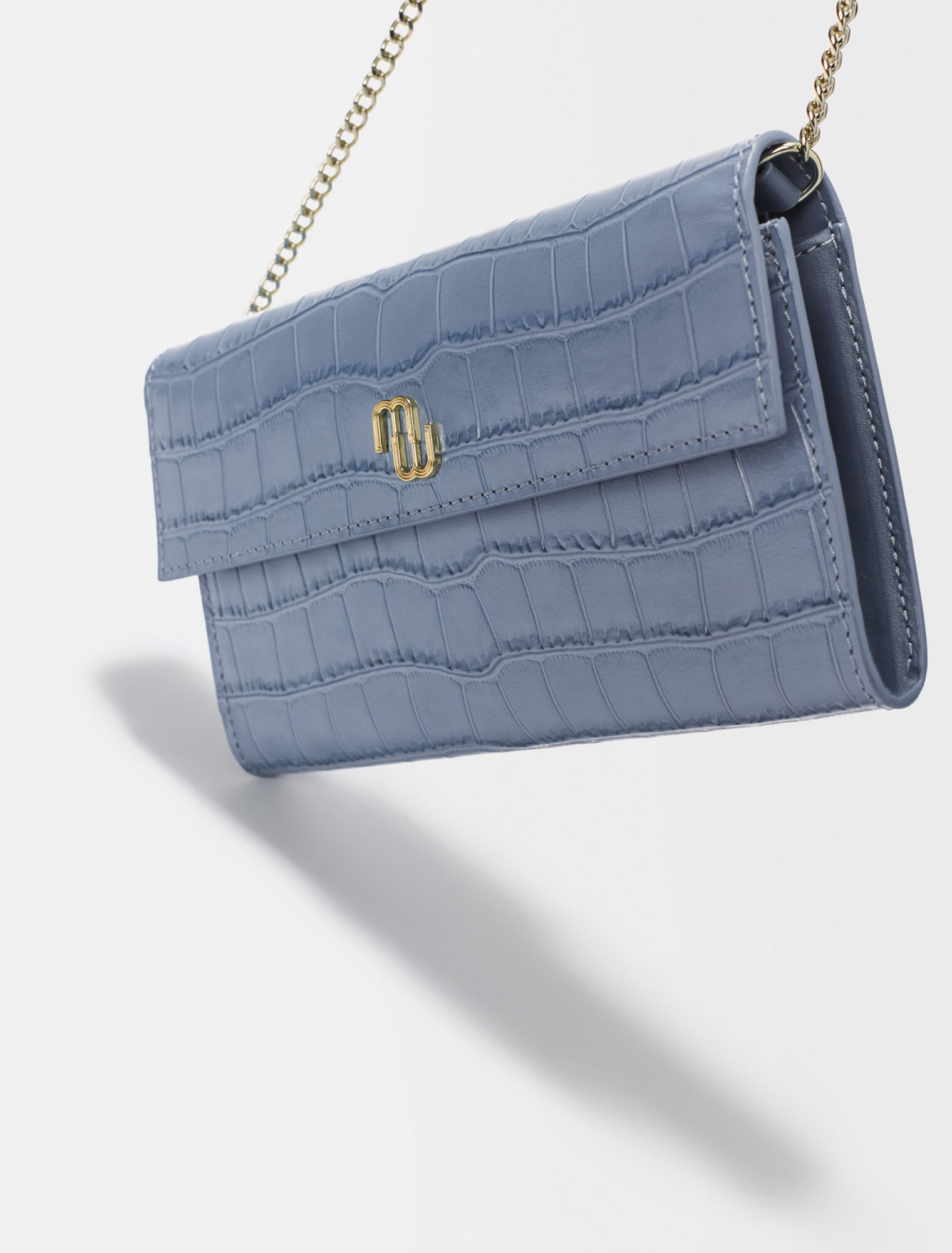 Portefeuille croco avec chaîne