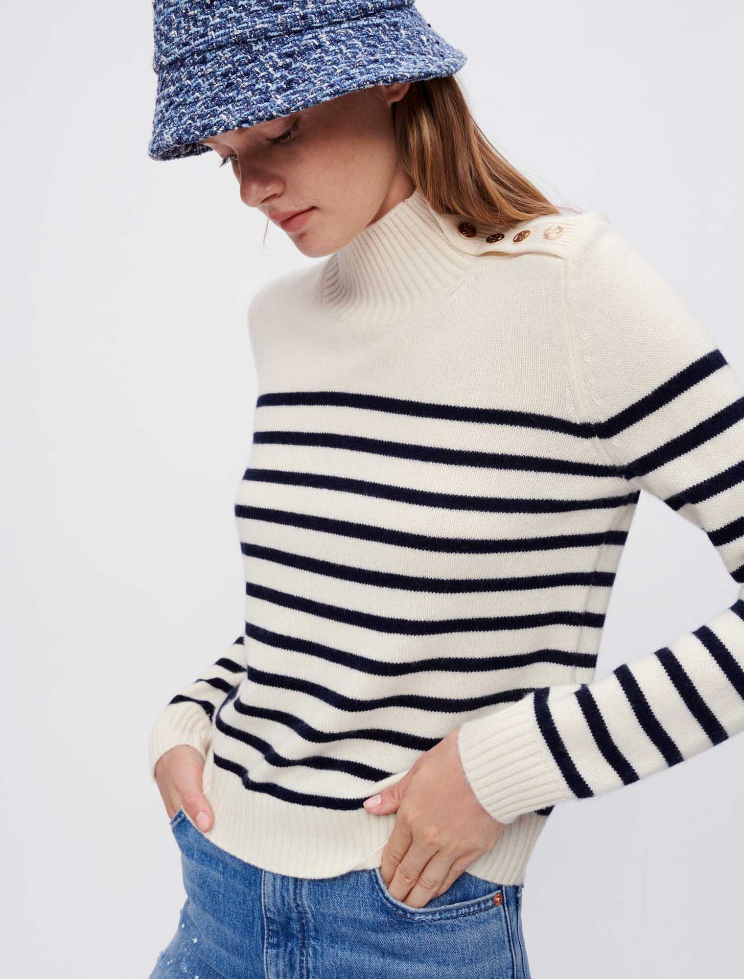 Pull en cachemire façon marinière 
