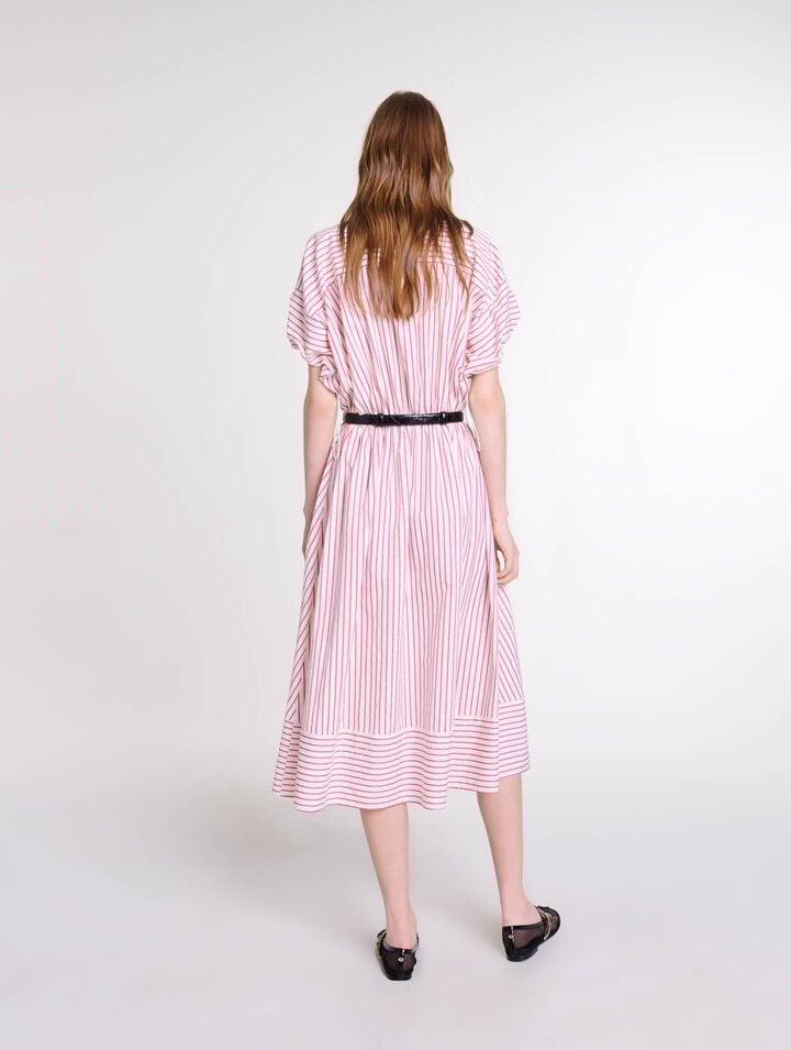 Robe longue à rayures et strass