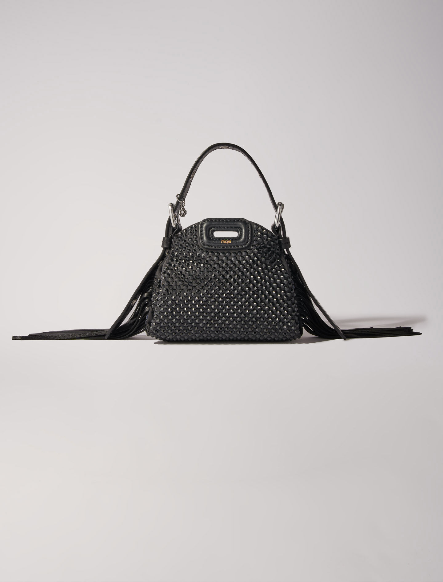 Black leather studded handbag shop