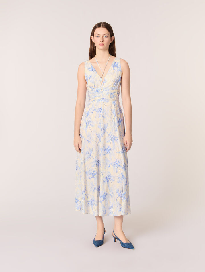 Patterned maxi dress with lacing