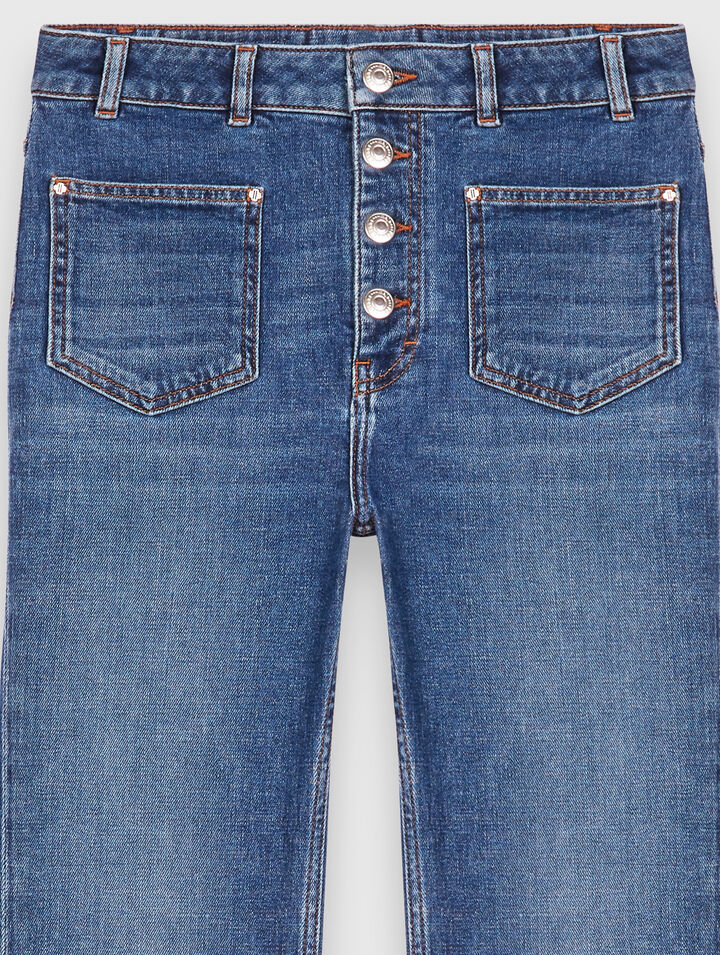 Jean denim &agrave; poches