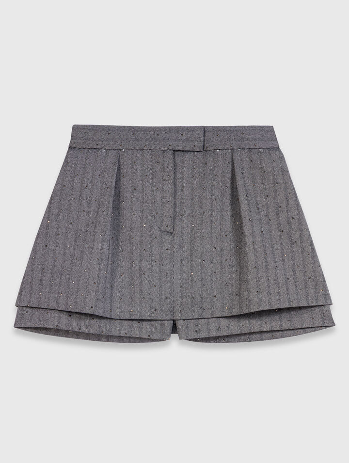 Short trompe-l'&oelig;il tailleur strass&eacute;