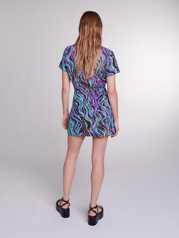 Robe courte trompe l'œil à sequins
