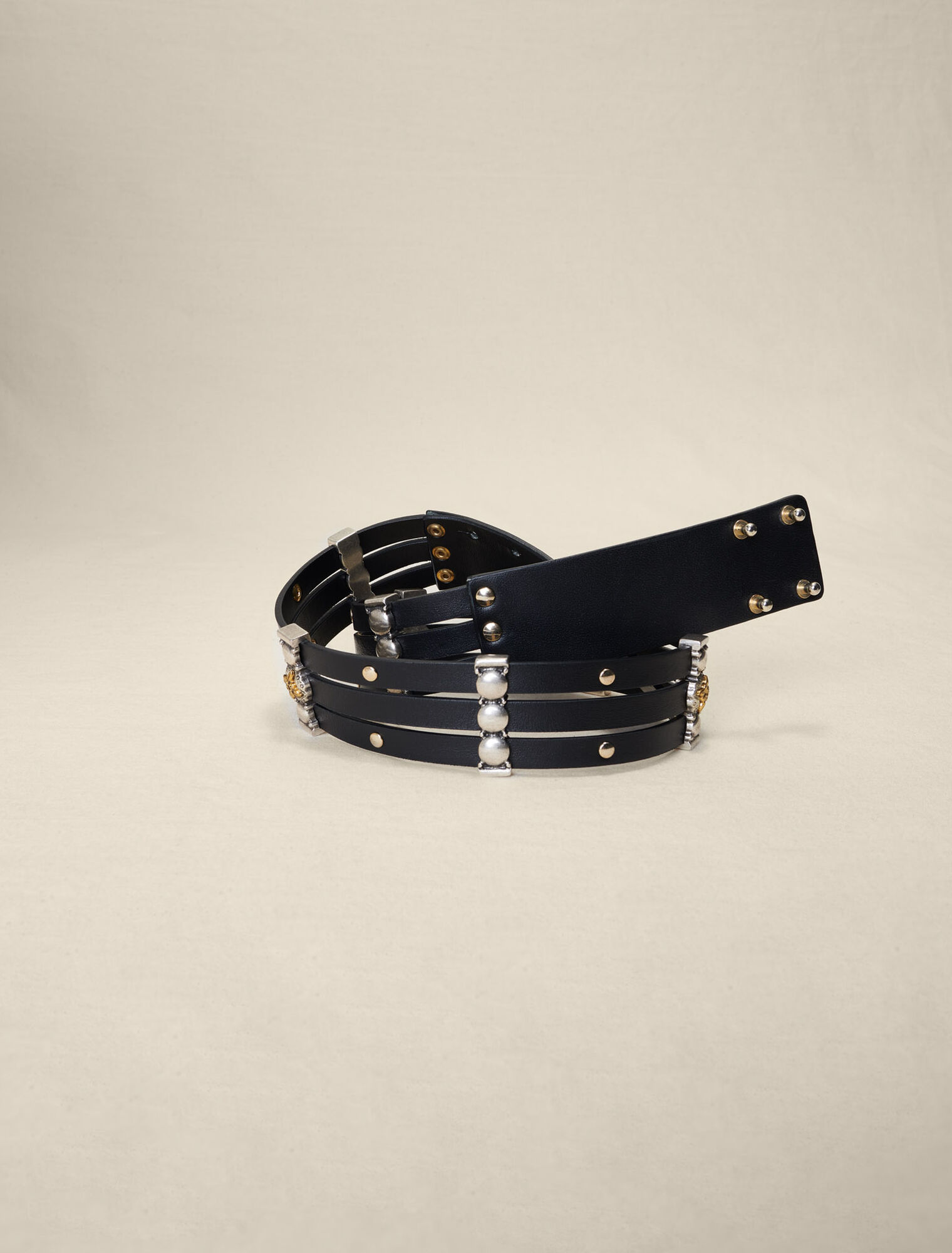 Ceinture en cuir à rivets