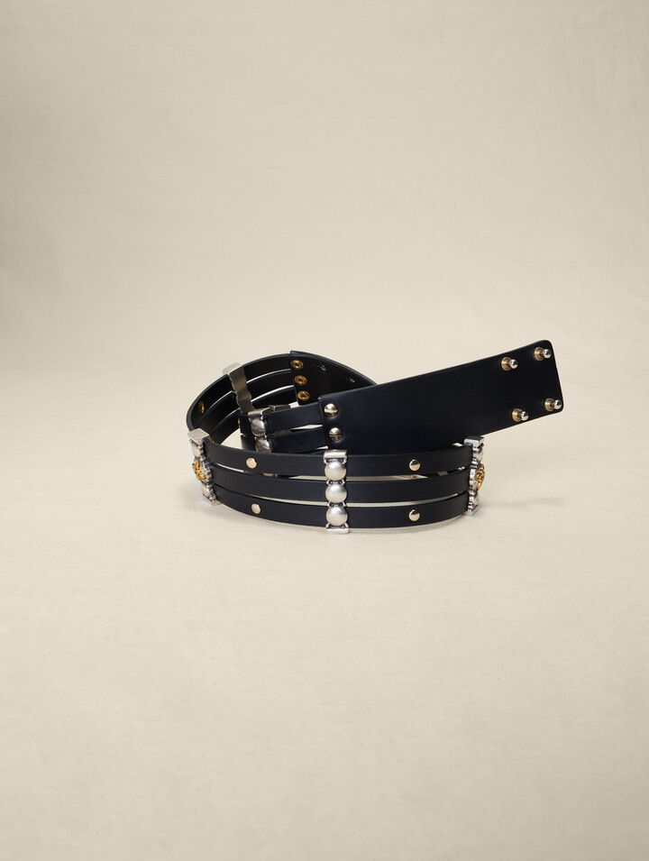 Ceinture en cuir à rivets