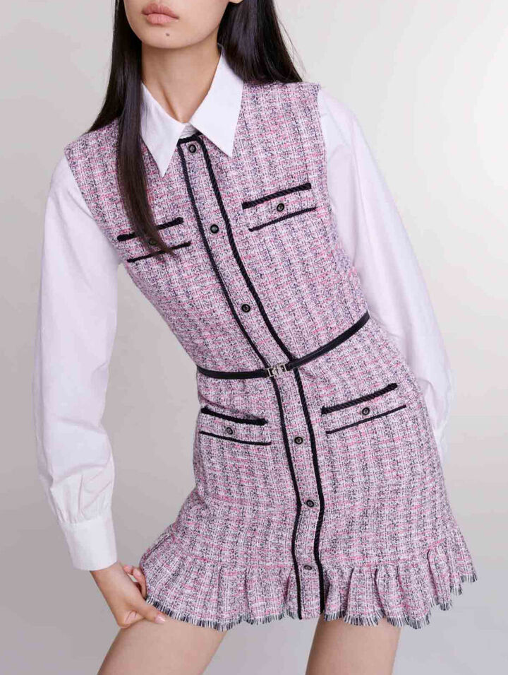 Robe courte 2-en-1 en tweed