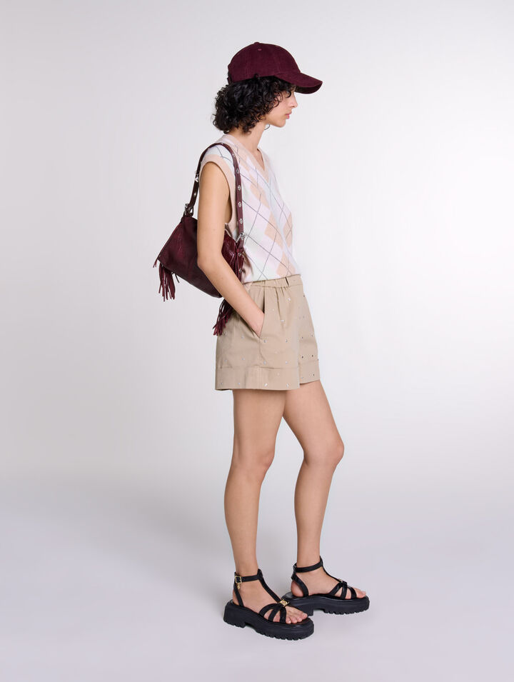 Pull sans manches en laine m&eacute;lang&eacute;e