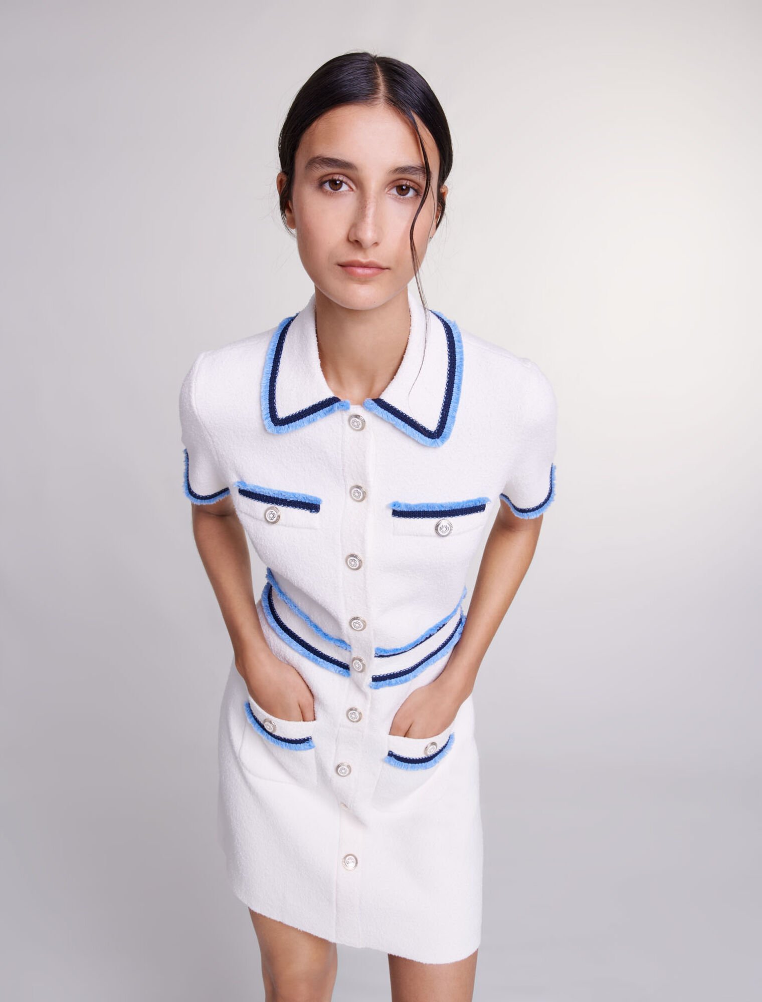 Robe courte en maille bouclette