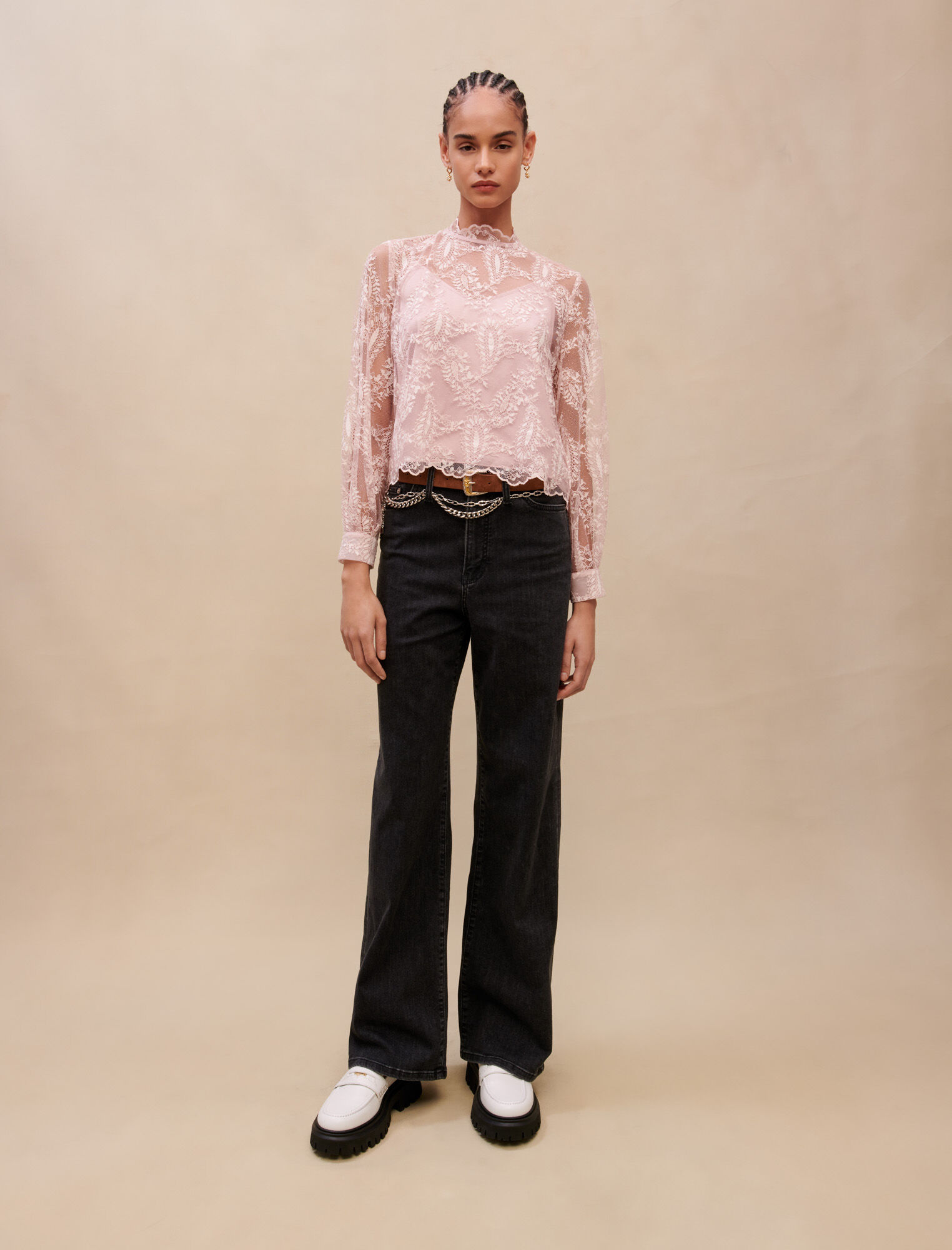 Semi sheer lace top