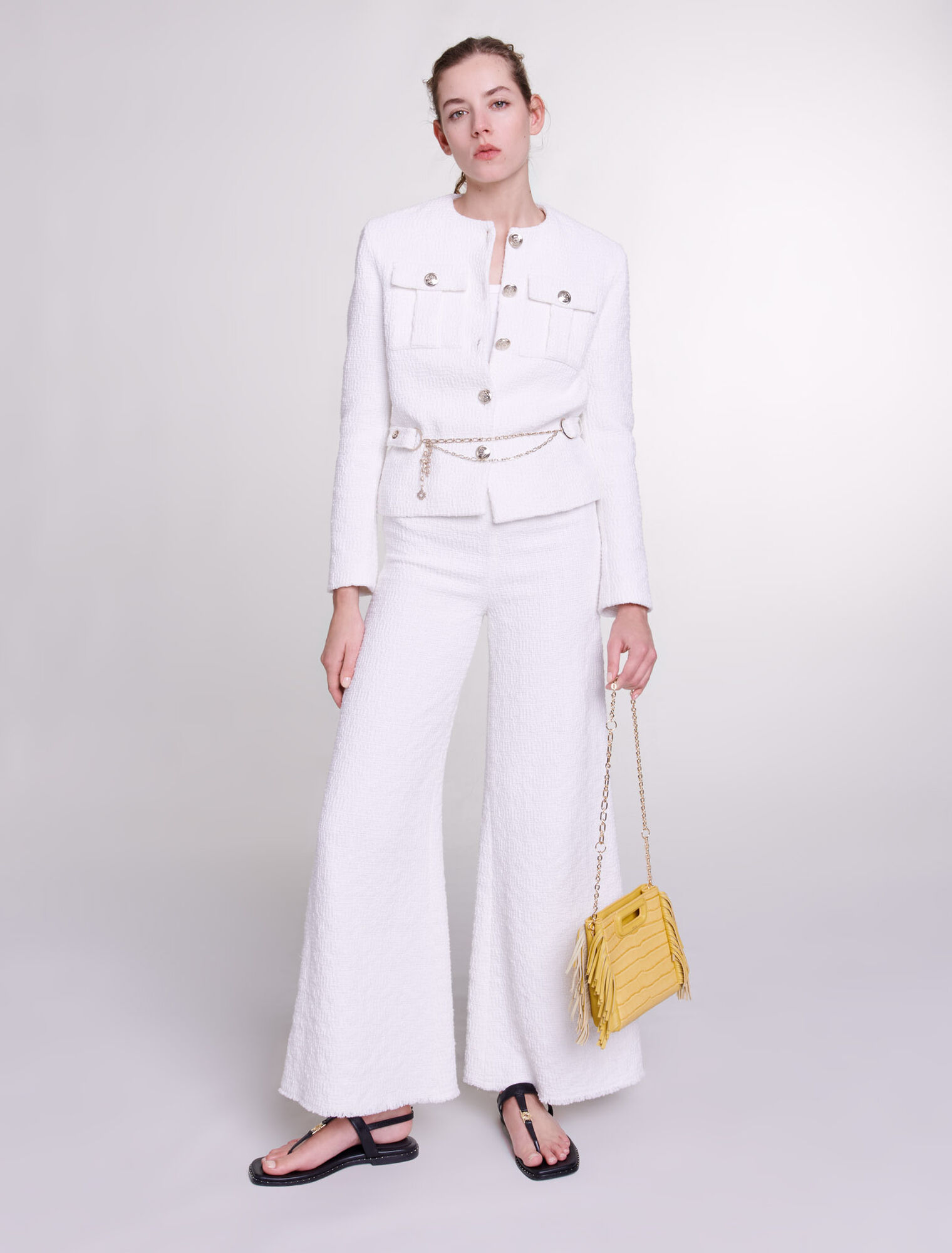 Pantalon large en tweed