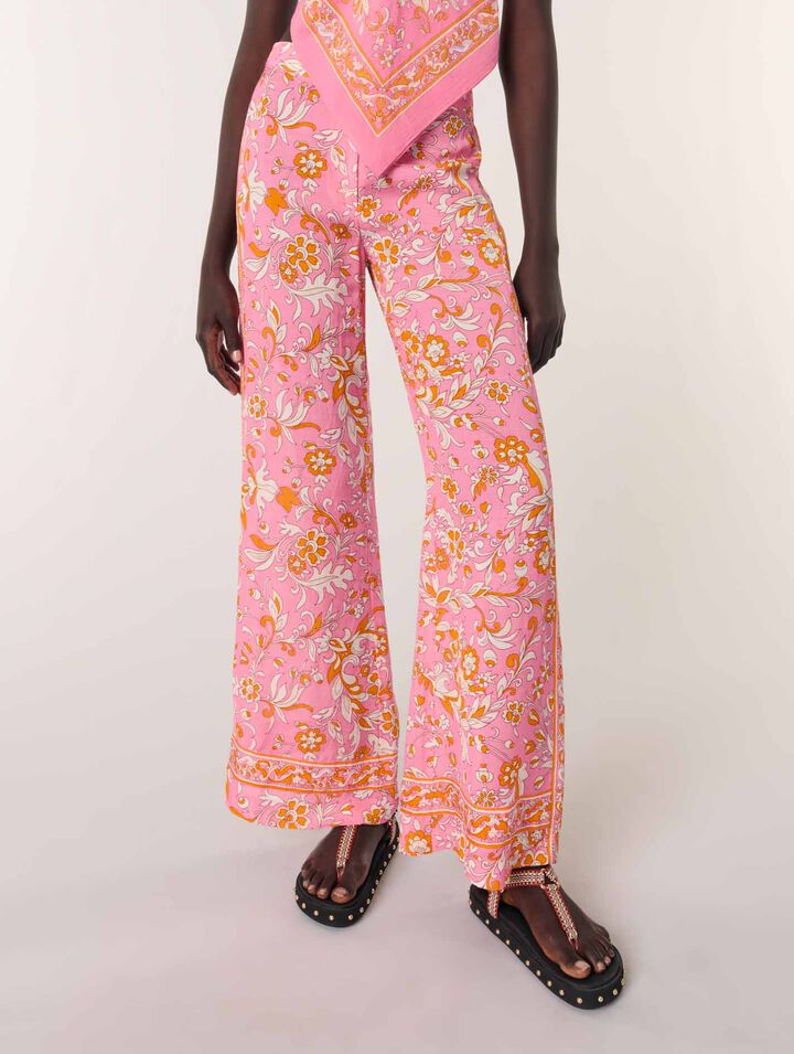 Patterned linen trousers