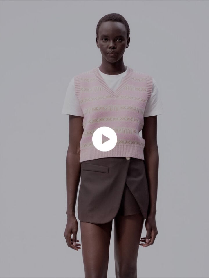 Pull jacquard sans manche