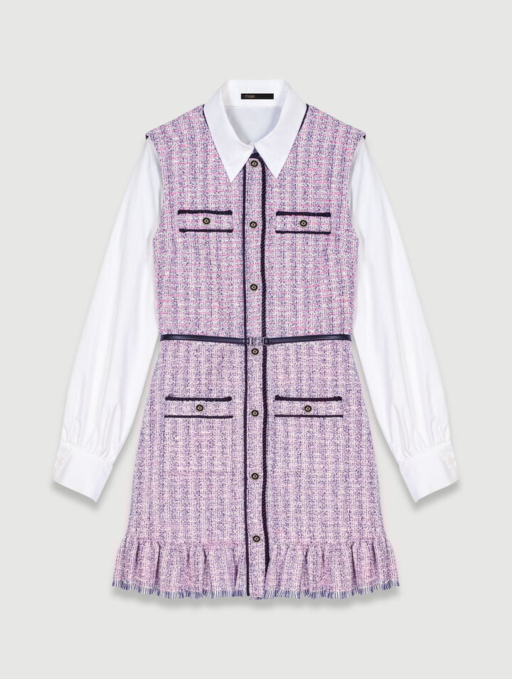 Robe courte 2-en-1 en tweed
