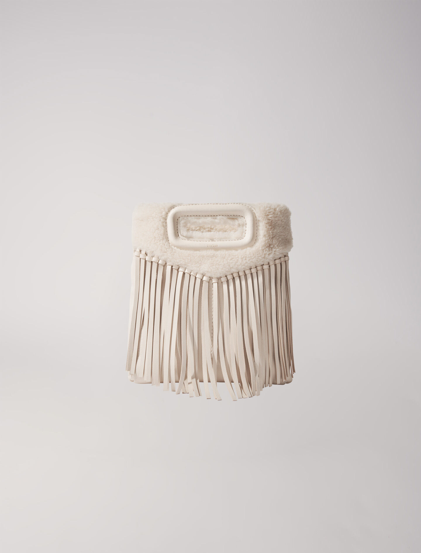 Sac M en fausse fourrure blanc pour femme Maje