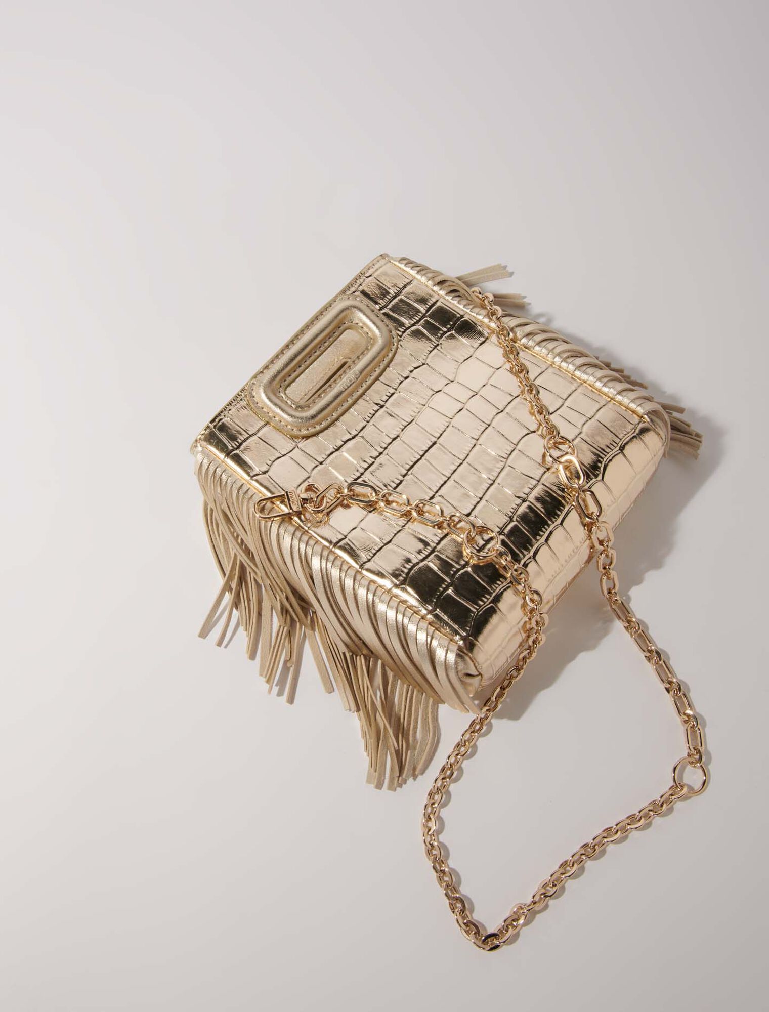 Mini embossed-leather M bag with chain