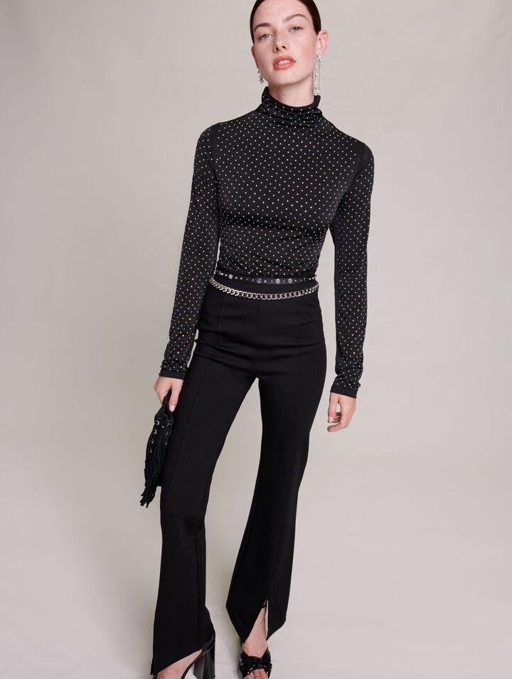 Black slim-fit trousers with slits
