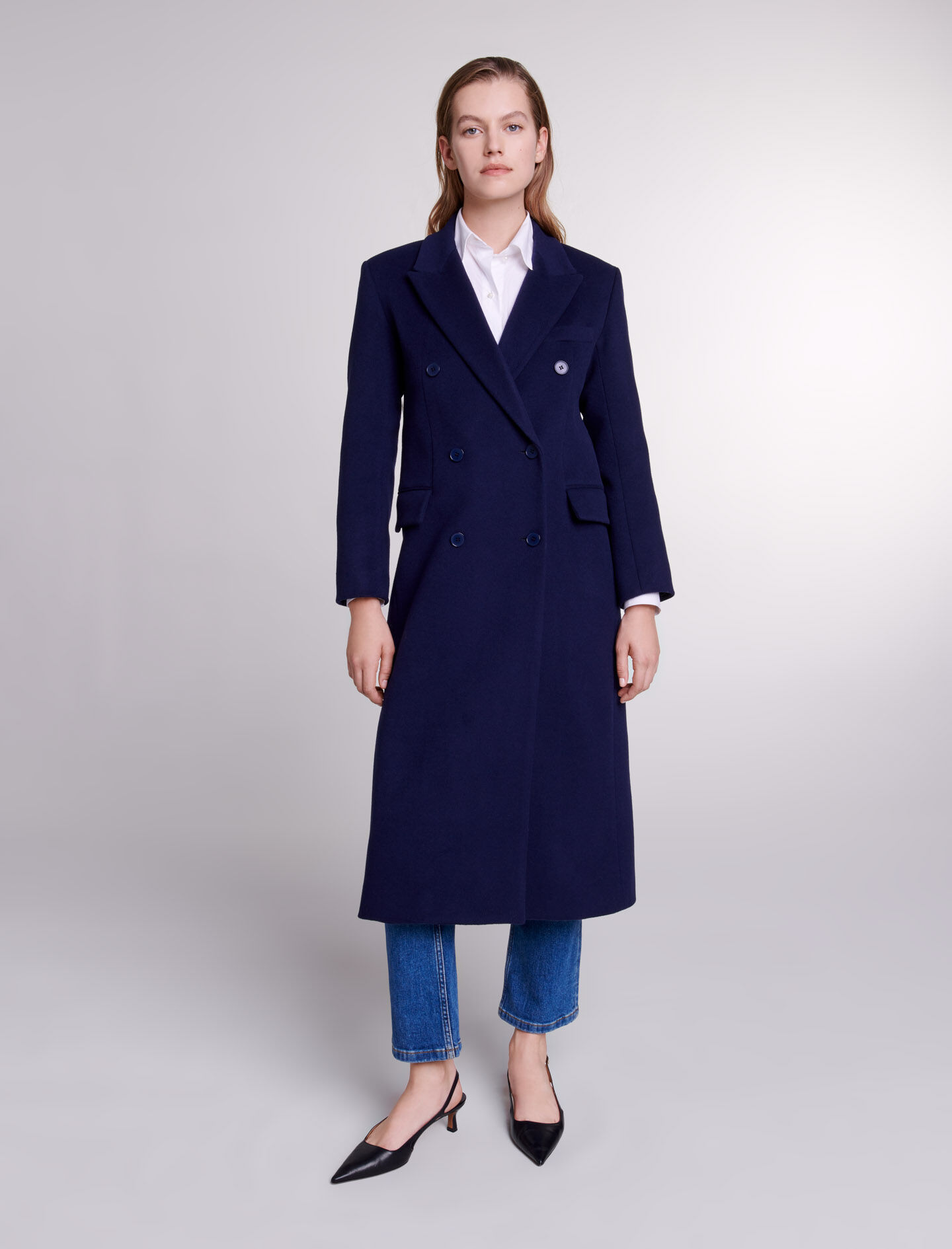 Blue long wool coat 2025