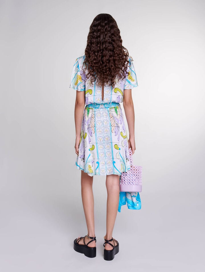 Robe courte imprimée satinée