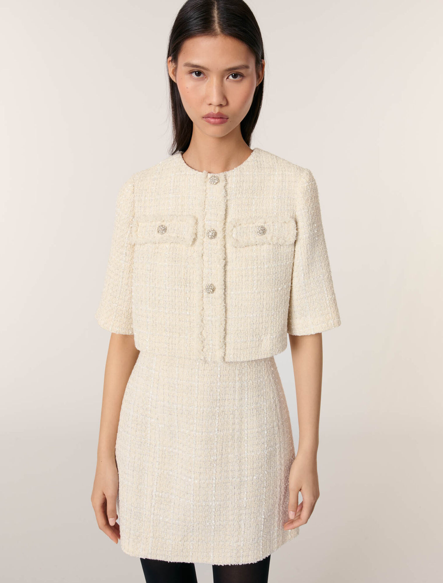 Tweed 2-in-1 mini dress