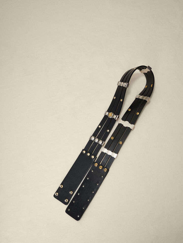 Ceinture en cuir à rivets