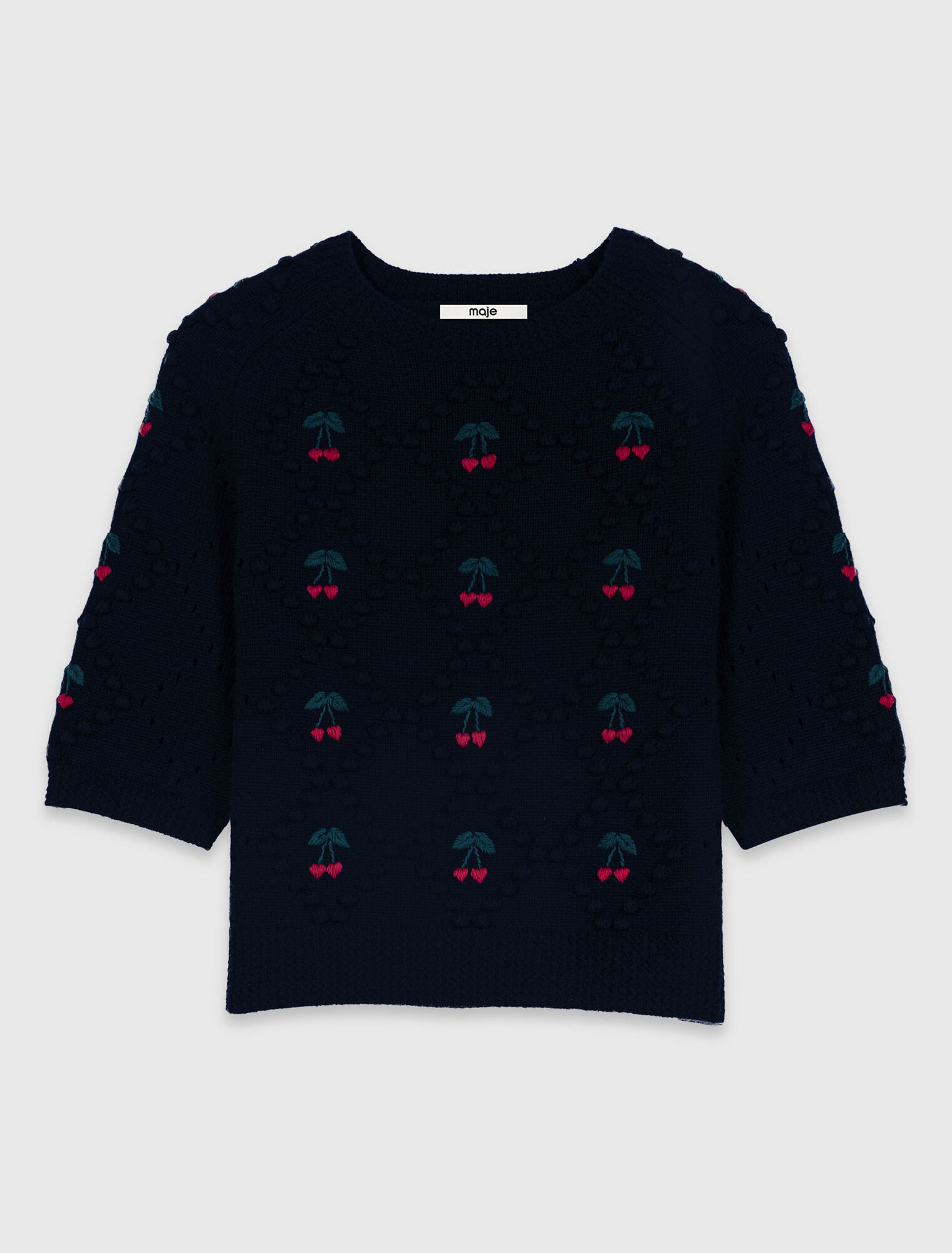 Sweater with embroidered cherries