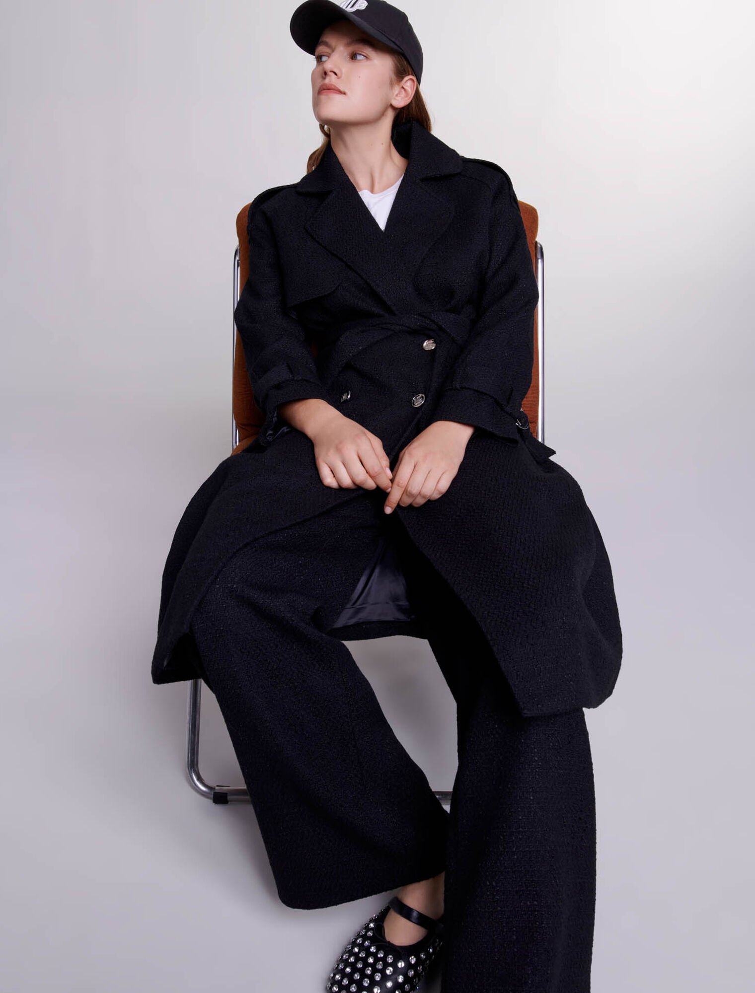 Tweed trench coat