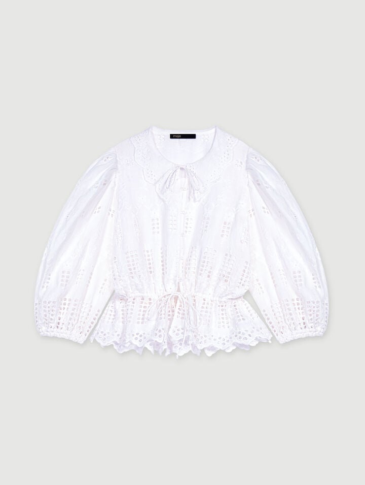 Embroidered ramie blouse