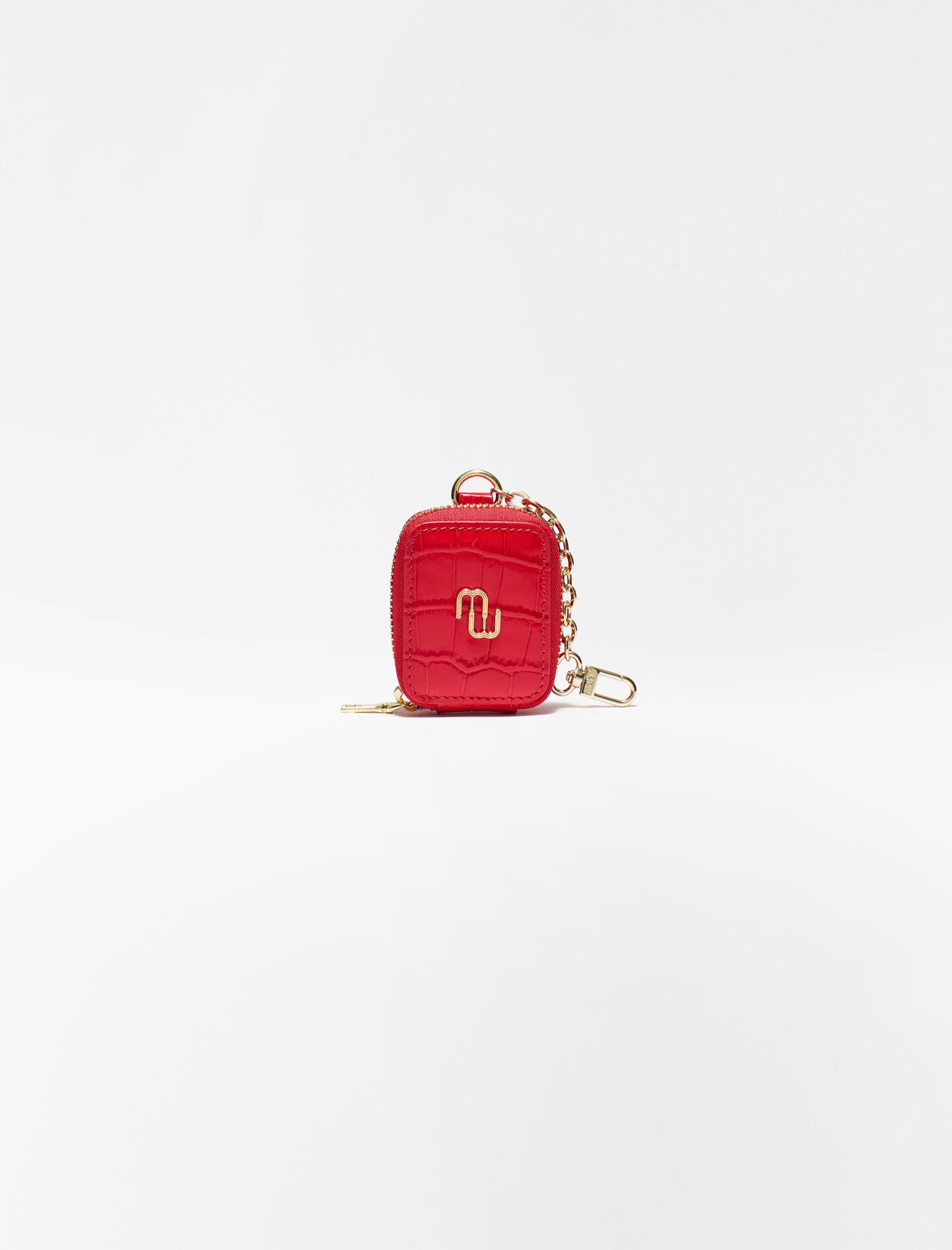 Pochette pour ecouteurs en cuir embosse