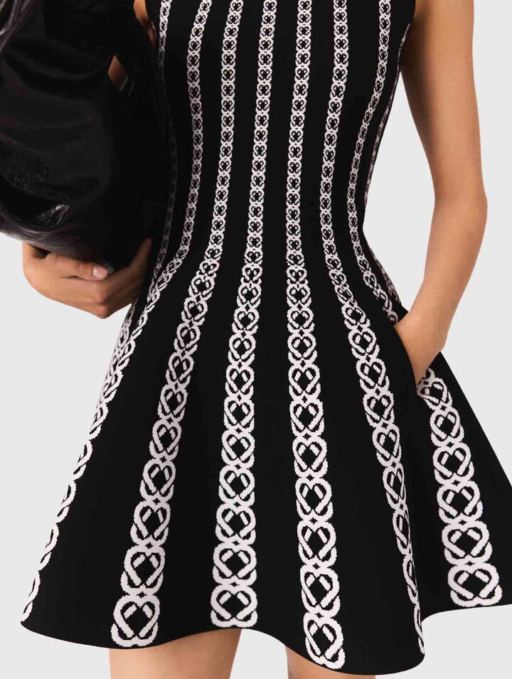 Robe courte en maille jacquard