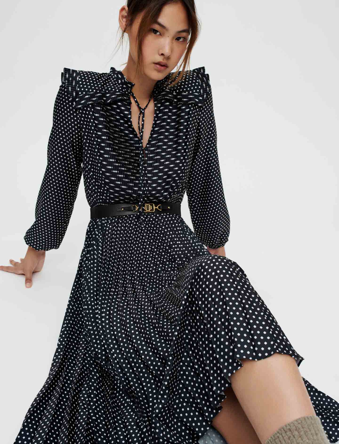 Haut en satin plisse a mini pois Clover