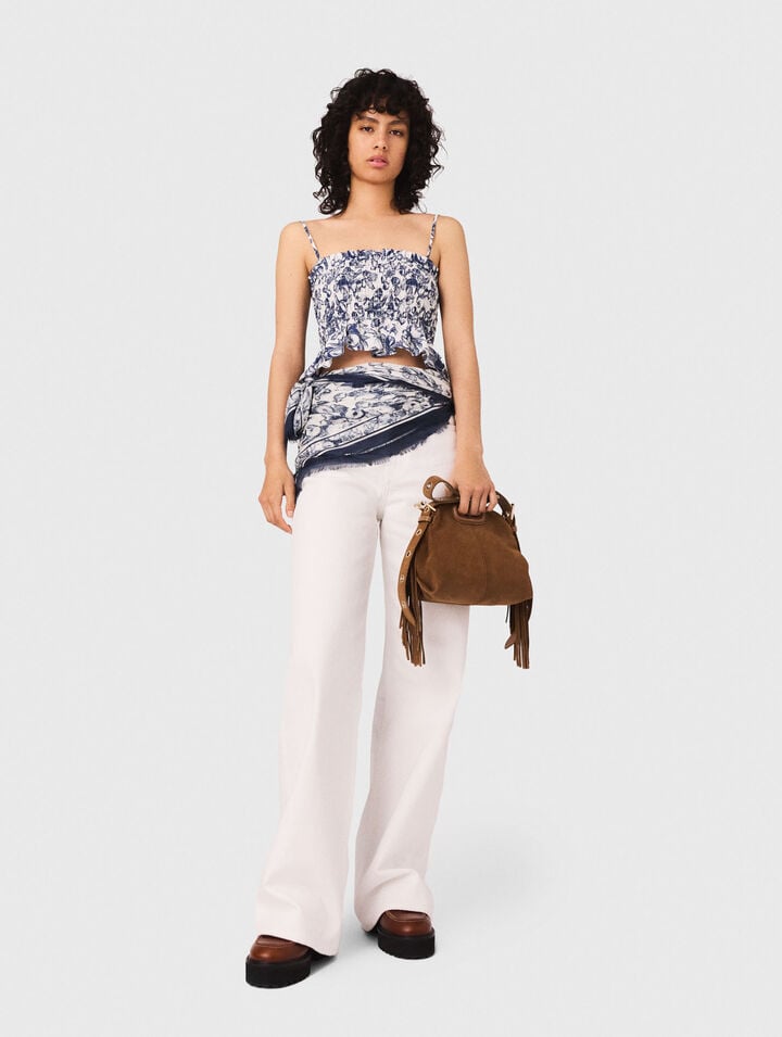 Fruit printed smocked top