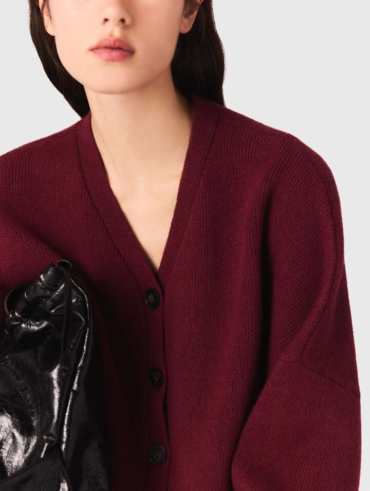 Cardigan cropped en laine mélangée