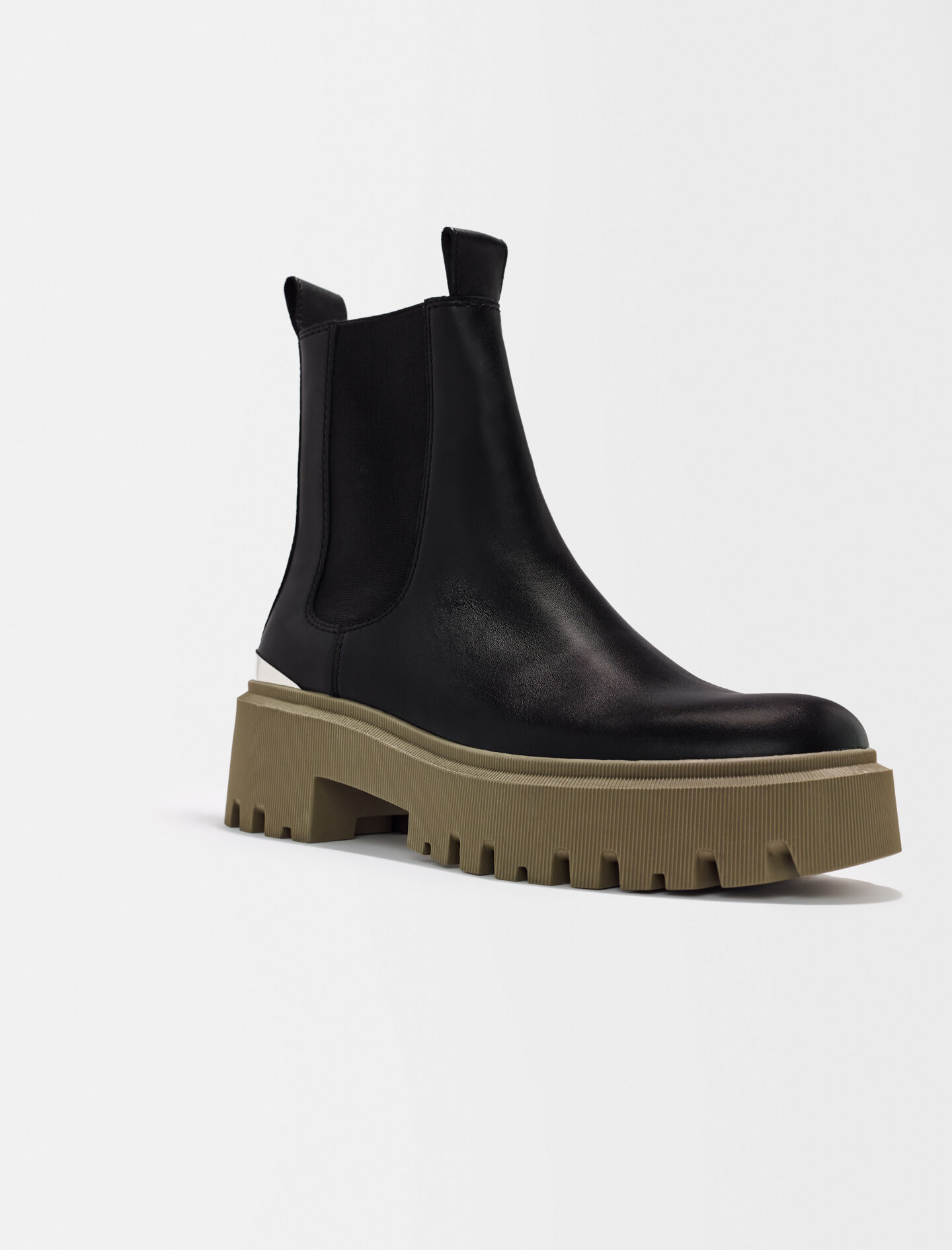 Bottines chelsea a plateforme kaki