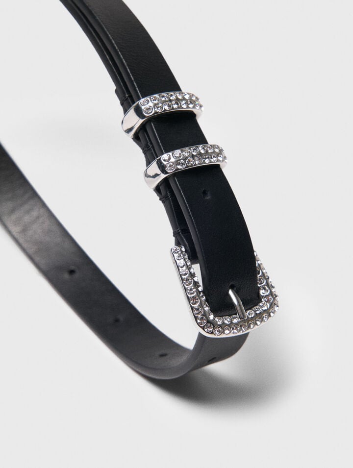 Slim belt with diamanté buckle