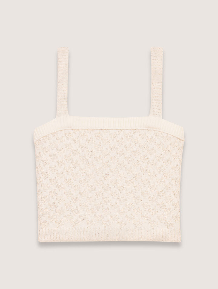 Tweed-effect knit crop top