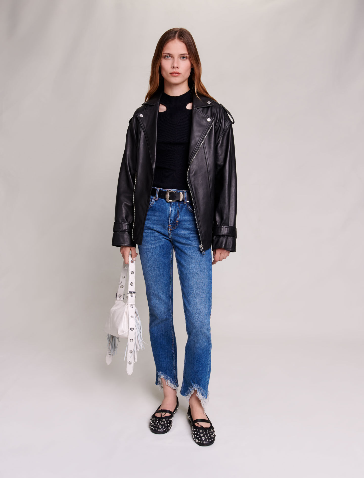 Jean slim dechire Blue pour femme Maje