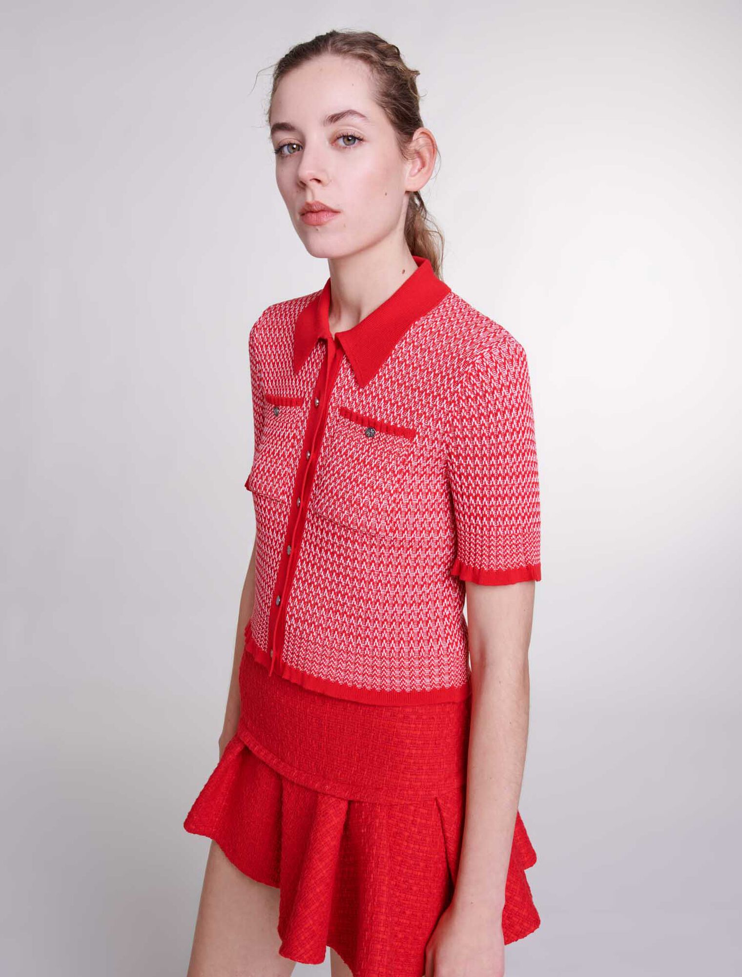 Mini-jupe en tweed asymétrique